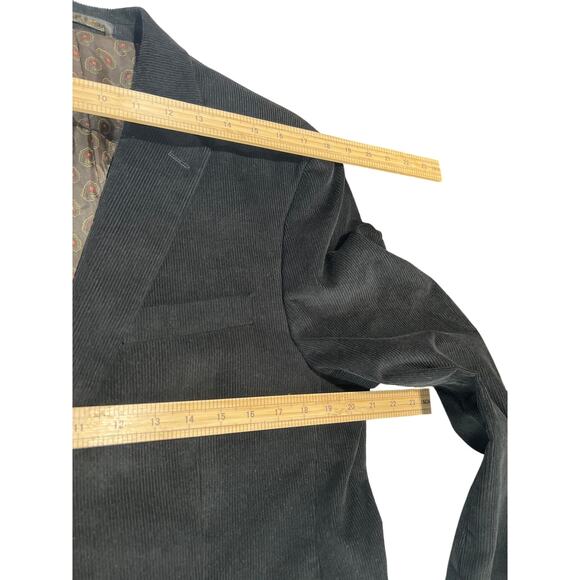 Chaps Black Corduroy Leather Elbow Patch Blazer Men's Size 40R Academic Classic - Picture 6 of 10